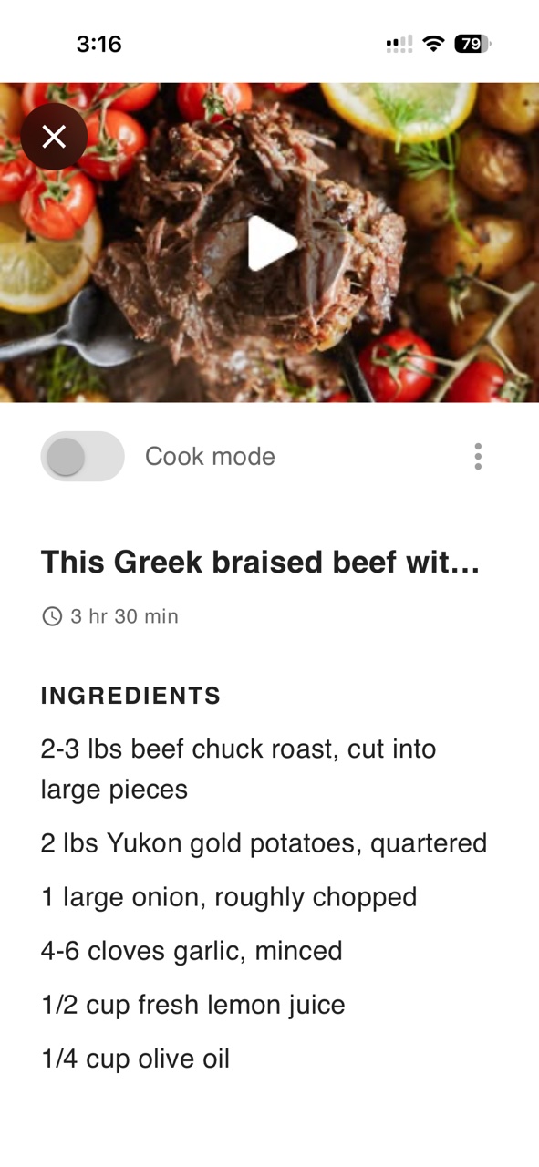 ReciFriend recipe page with cook mode and ingredients